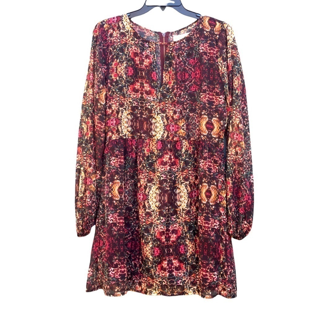 Abercrombie & Fitch Multicolor Floral Lined Long Sleeve Swing Dress Size Medium